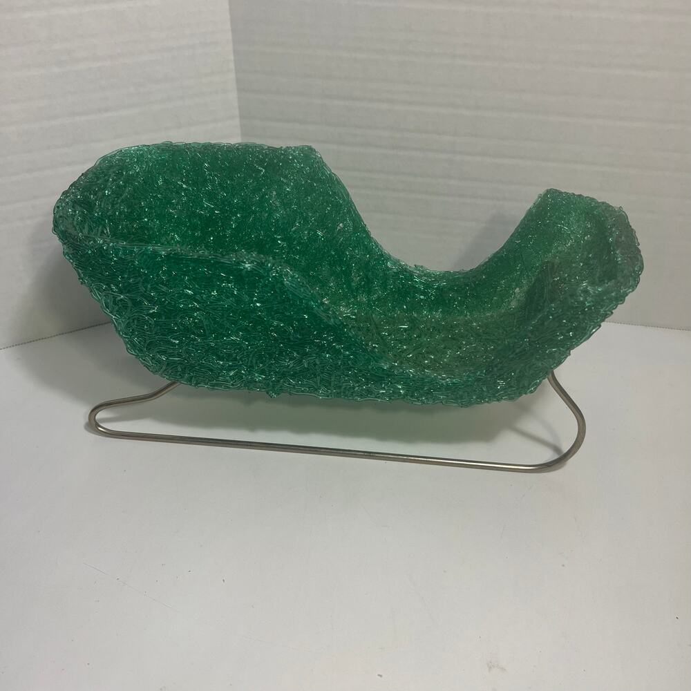WOW! Vintage *RARE* Green Spaghetti Lucite Santa Sleigh Christmas Holiday